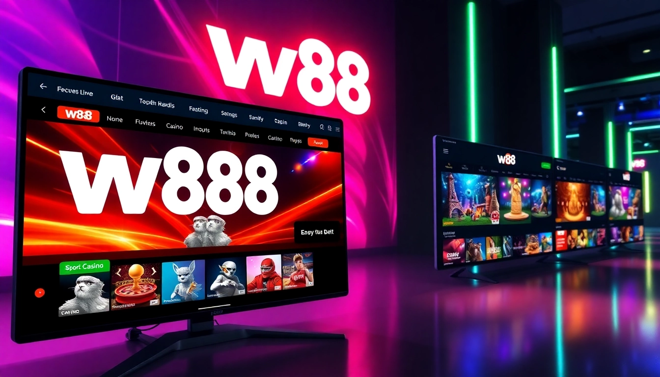 w88 online platform interface with sports betting and casino games in vibrant colors for user engagement