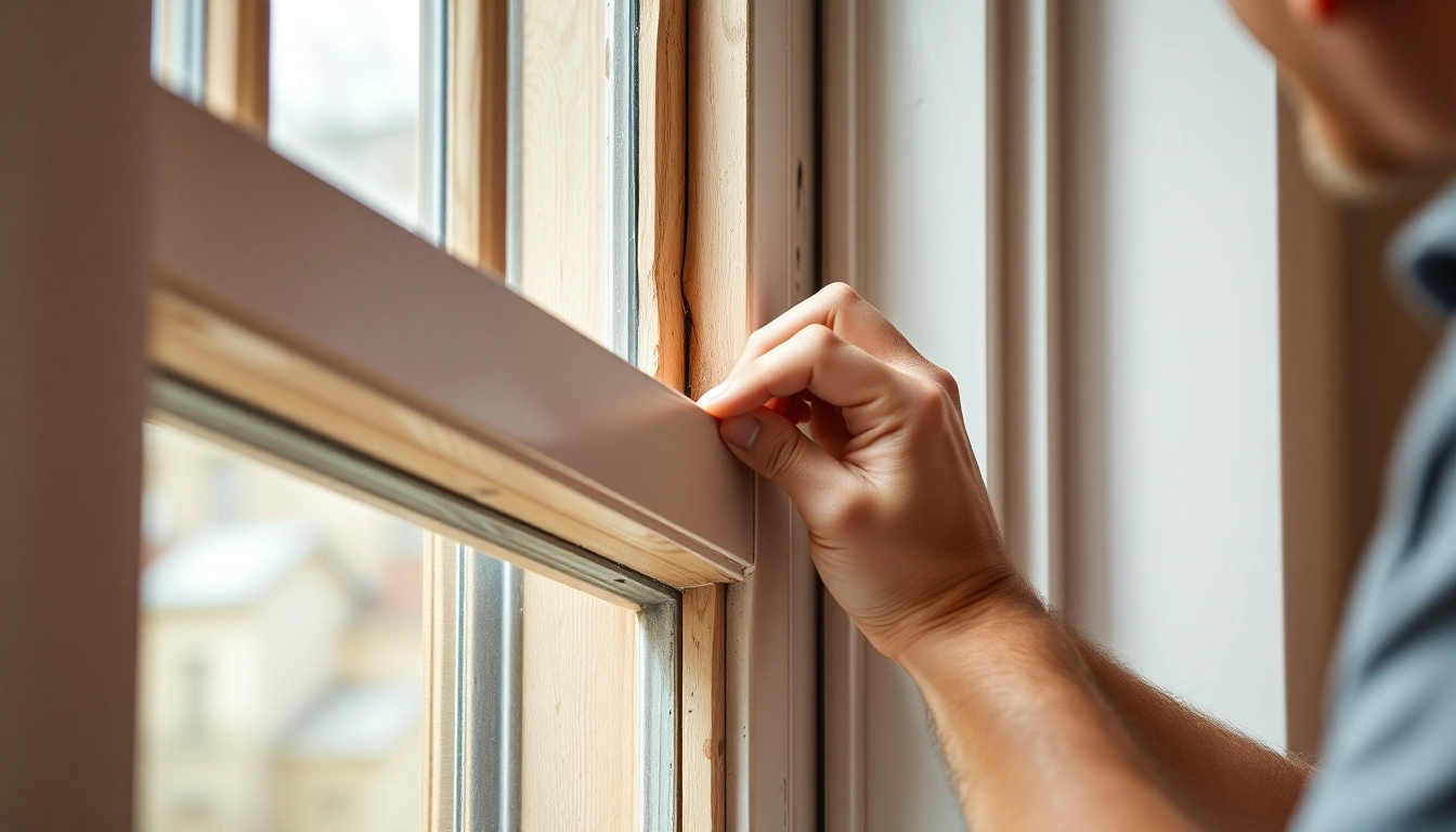 Draught-proofing sash windows with an expert installing sealing strips on classic timber frames.