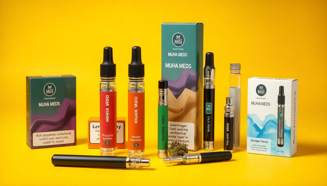 Close-up of authentic Muha Meds vape carts and disposables highlighting premium quality, safety, and rich flavor profiles for experienced users