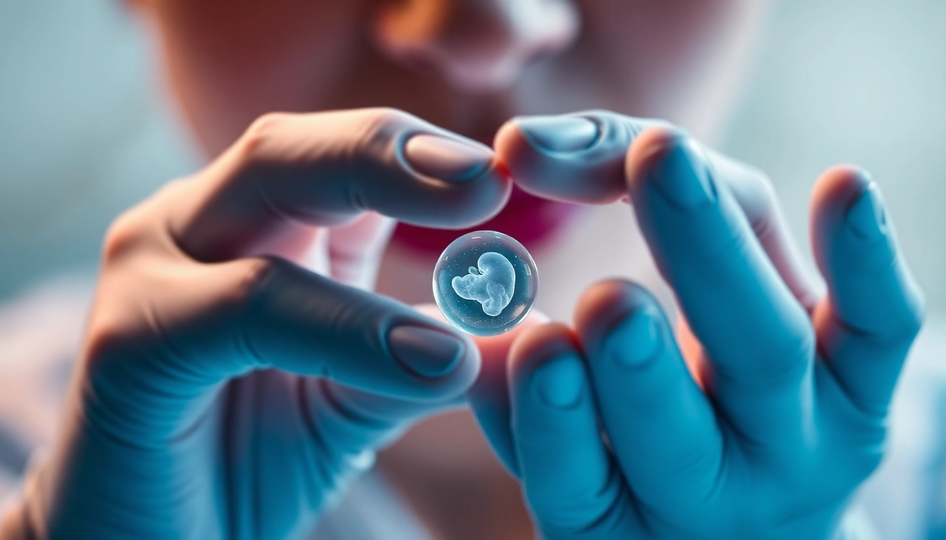 Fecondazione process happening in a lab with a professional handling an embryo for fertility