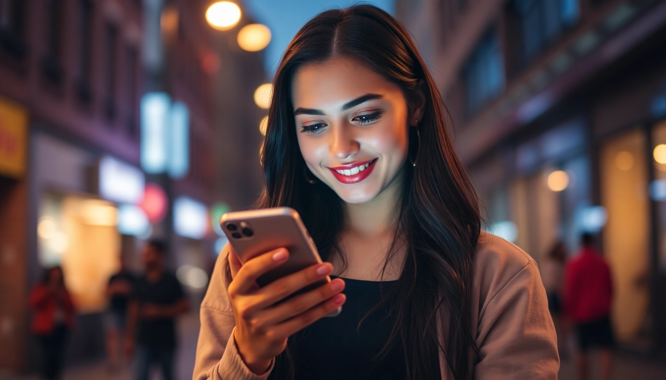 Young woman sending plan cul messages on smartphone, showcasing digital flirtation and intimacy