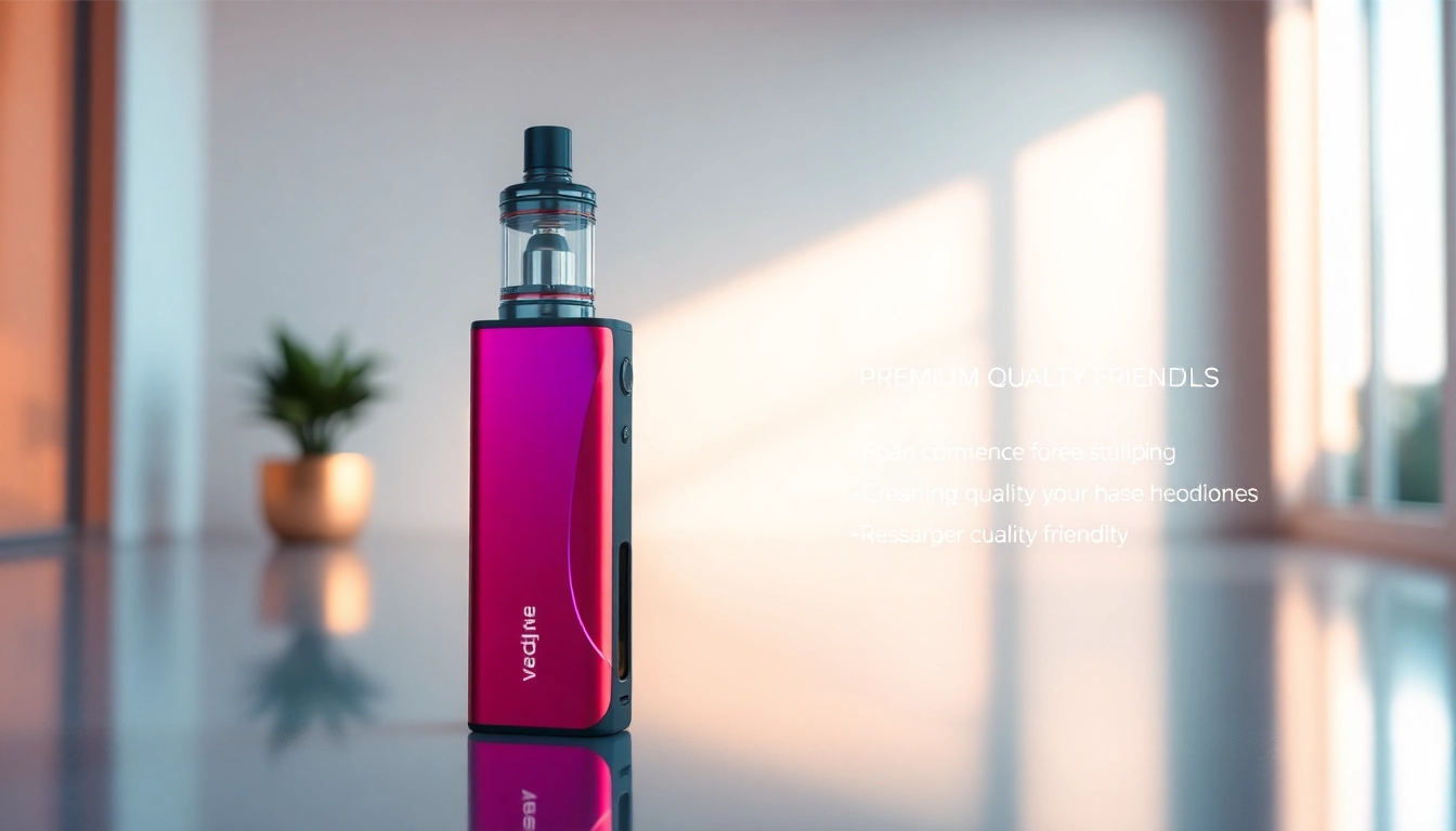 Modern vape device with bold colors and sleek design, emphasizing quality and ease of use for