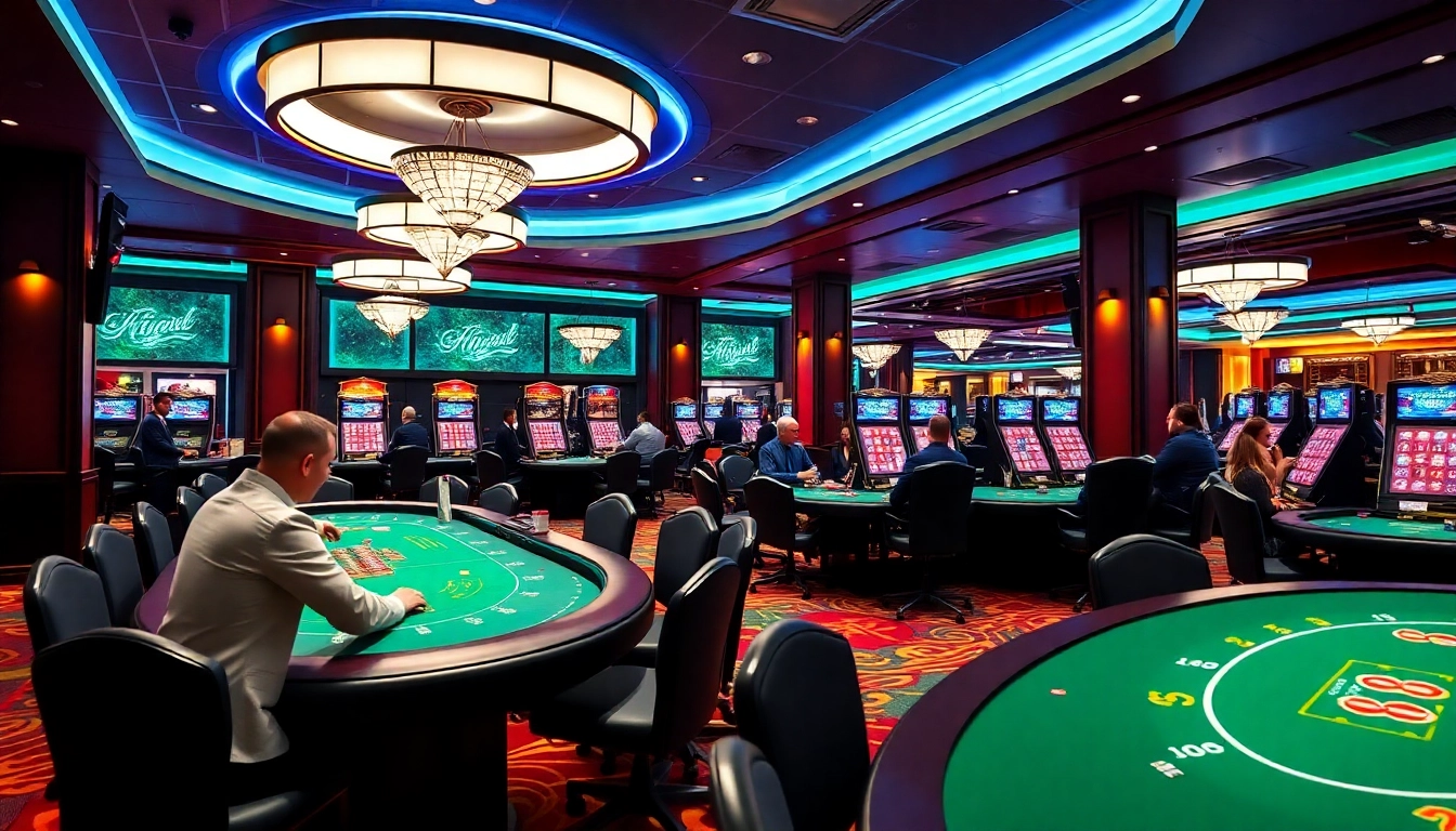 Professional shot of canl casino siteleri with lively dealers and gaming tables in a vibrant