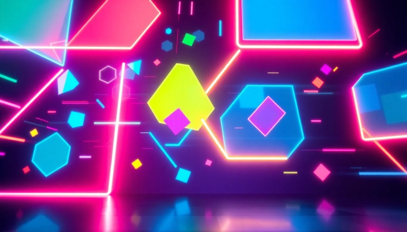 Creative motion design showcase with animated geometric shapes and vibrant neon effects