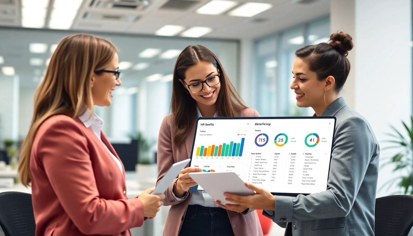 Team reviewing an employee benefits plan dashboard to enhance employee well-being and company