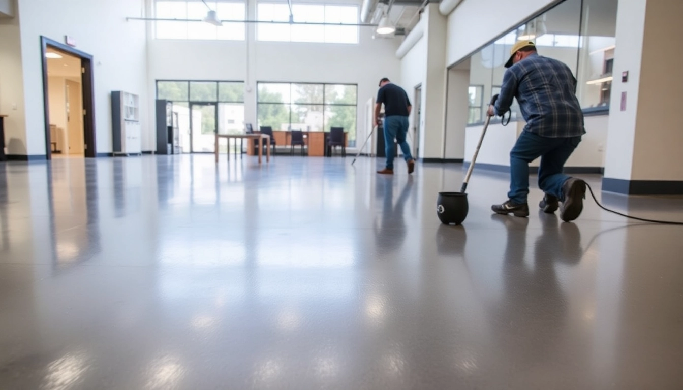 Professional epoxy resin flooring contractors Birmingham applying durable seamless epoxy